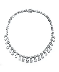 Cubic Zirconia Sterling Silver White Gold Plated Evening Necklace