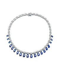 Cubic Zirconia Sterling Silver White Gold Plated Evening Necklace