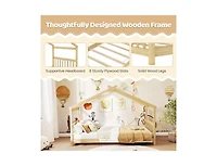 Slickblue Twin Size Wooden House Bed with Roof