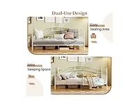 Slickblue Modern Twin Metal Daybed Frame with Headboard Support - 41