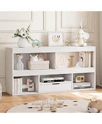 gaomon Toy Storage Organizer 6 Cubes Kids Bookshelf Wooden Cabinet Playhouse Shelves for Boys Girls Bookcase Playroom, Classroom