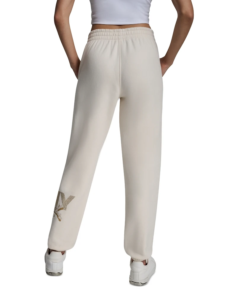 Dkny Women's Graffiti Rhinestone Logo High-Rise Relaxed-Fit Joggers