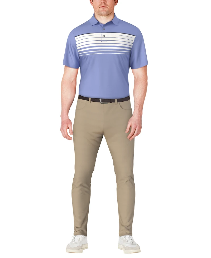 Pga Tour Men's Chest Stripe Print Golf Polo Shirt