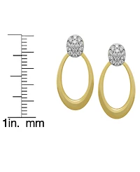 Macy's 2-Piece Lab-Grown White Sapphire (0.84 ct. t.w.) Oval Door Knocker Necklace and Earrings Set in 14k Gold in Sterling Silver