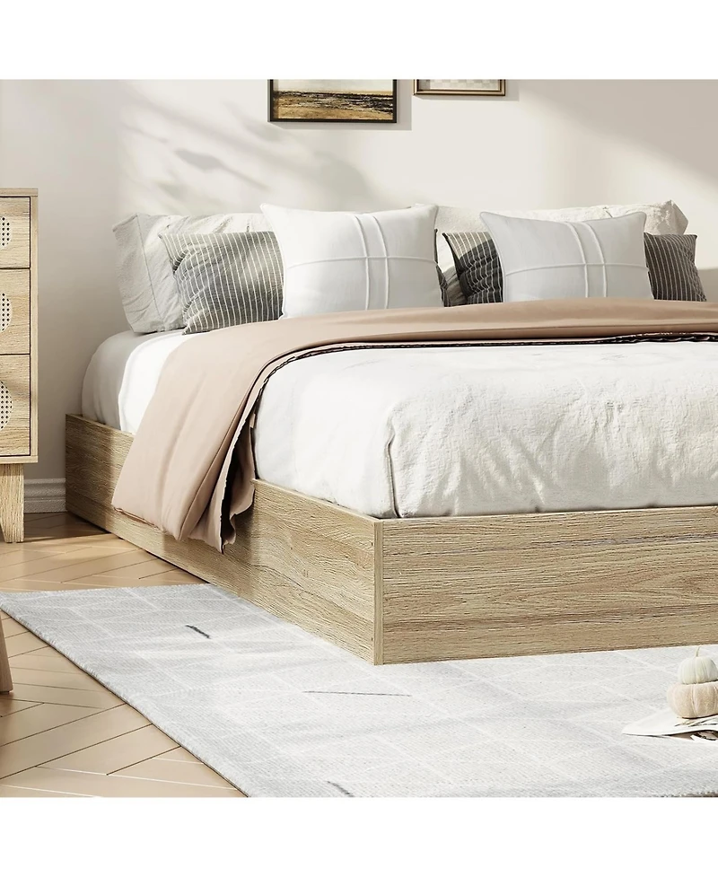 gaomon Wood Platform Bed Frame, Wooden Frame Without Headboard, Slat Support, Easy Assembly (Burlywood, California King)