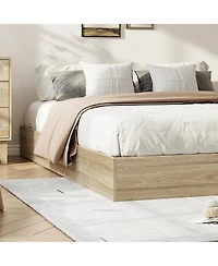 gaomon Wood Platform Bed Frame, Wooden Frame Without Headboard, Slat Support, Easy Assembly (Burlywood, California King)