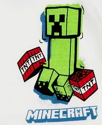 Minecraft Boys' 6-12 Street Creeper Graphic Tops, Shorts, and Pants, 4-Piece Pajama Set