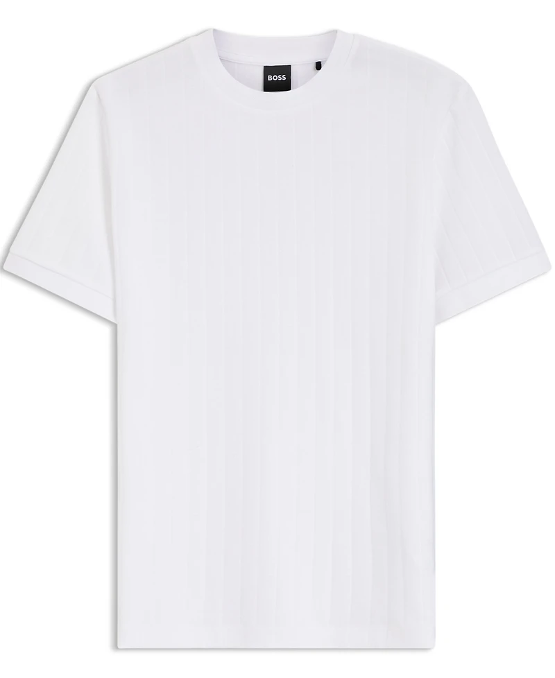 Boss by Hugo Men's Mercerised-Cotton Structured Stripes T-Shirt