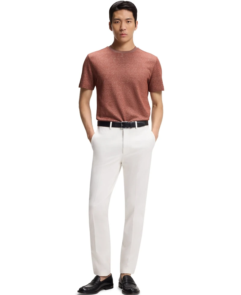 Boss by Hugo Men's Cotton, Linen Silk Mouline-Structured T-Shirt