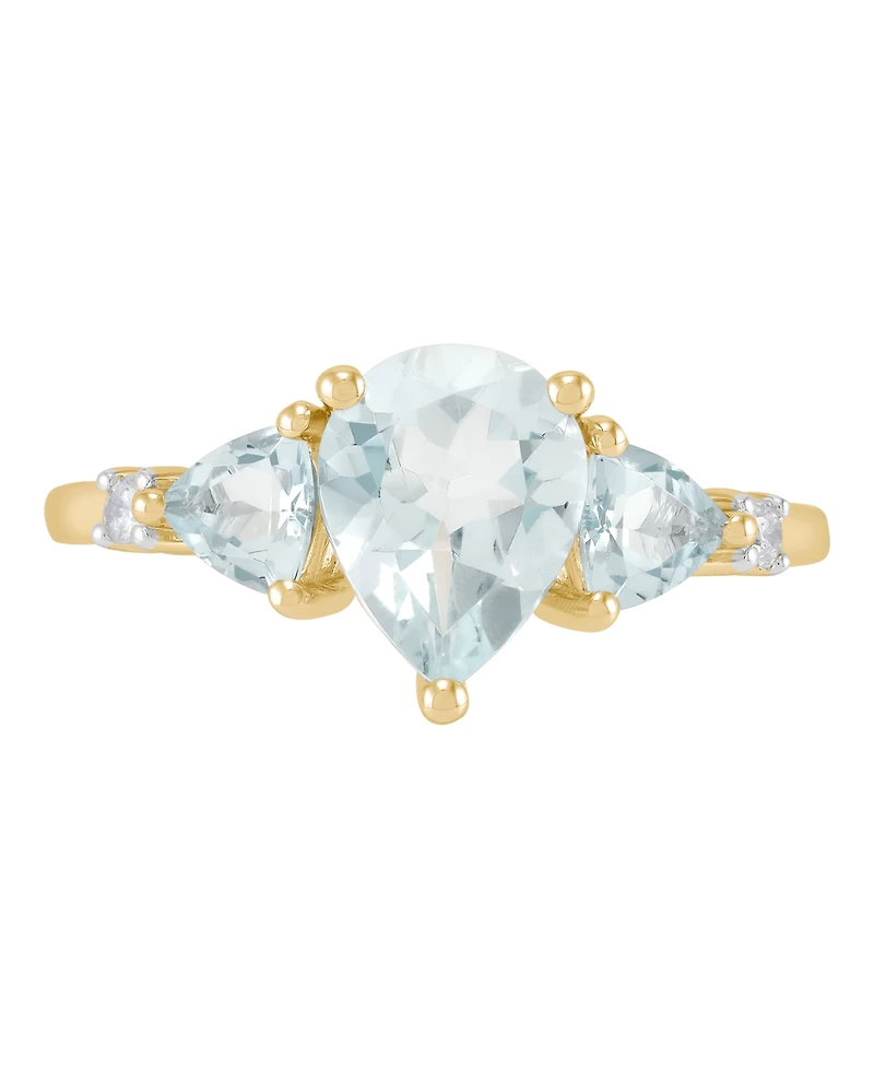 Macy's Aquamarine (1-9/10 ct. t.w.) and Diamond Accent Ring in 14k Yellow Gold