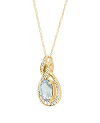 Macy's Aquamarine (5/8 ct. t.w.) & Diamond (1/10 ct. t.w.) Pendant Necklace in 14k Yellow Gold