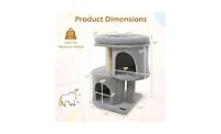 Aostirmotor Space-Saving Cat Tree, 26-Inch Compact Cat Tower with Anti-Tip Design, 2 Condos & Sisal Scratching Posts for Small Spaces