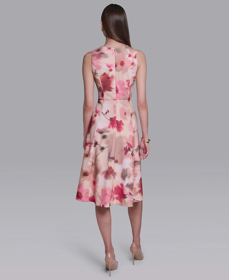 Halston Women's Sleeveless Crew Neck Asymmetrical Dress