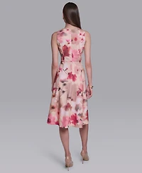 Halston Women's Sleeveless Crew Neck Asymmetrical Dress