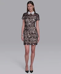 Halston Women's Short-Sleeve Collared Sheath Dress