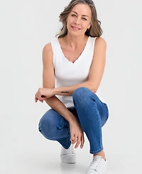 Style & Co Petite Scalloped V-Neck Tank Top, Macy's Exclusive