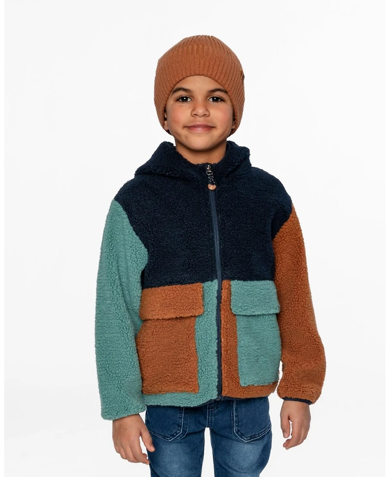 Deux par Baby Boys Sherpa Jacket Navy Colorblock