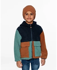 Deux par Baby Boys Sherpa Jacket Navy Colorblock