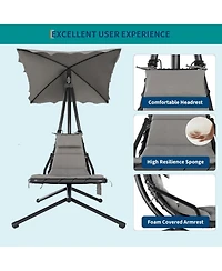 gaomon Patio chaise lounger swing chair with canopy and steel frame (60) - Twin