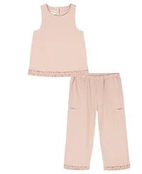 Calvin Klein Girls' 4-6X Ribbed Round Neck T-Shirt and Pants, 2-Piece Set