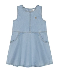 Calvin Klein Girls' 4-6X Round Neck Denim Dress