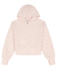 Calvin Klein Girls' 7-16 Flocked Zip-Front Hoodie