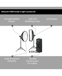Westcott FJ400 Strobe 2-Light Location Kit with Fj-X3s Wireless Trigger for Sony Cameras