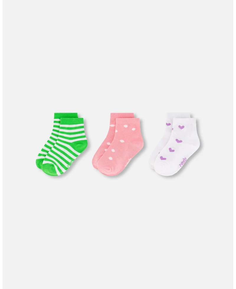 Deux par Girl Socks (3 Pairs) Striped