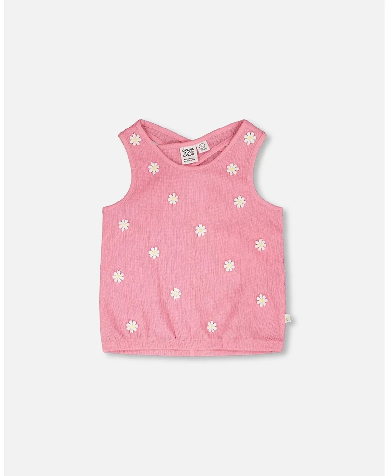 Deux par Big Girls Crinkle Jersey Tank Top Pink