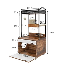 Cozito Cat Litter Box Enclosure Cabinet with Cat Tree Tower, Feeding Station, and Scratching Pads