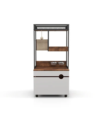 Cozito Cat Litter Box Enclosure Cabinet with Cat Tree Tower, Feeding Station, and Scratching Pads