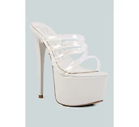 Womens Shots Up Ultra High Heel Clear Straps Sandals