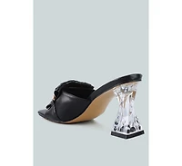 Women's Deeba Diamante Embellishment Clear Spool Heel Sandals