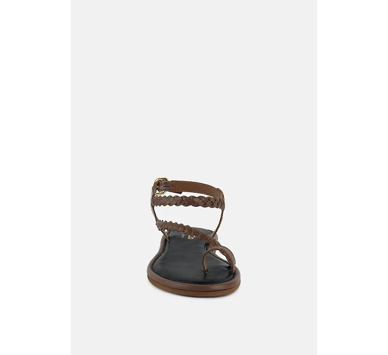 Stallone Womens Braided Flat Sandals