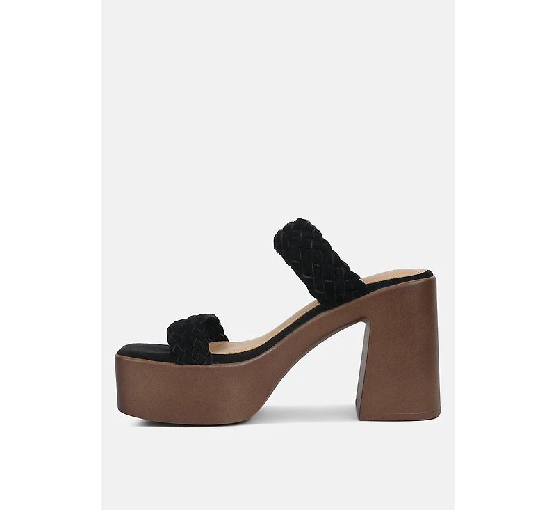 Misaki Womens Woven Suede Strap Platform Sandals