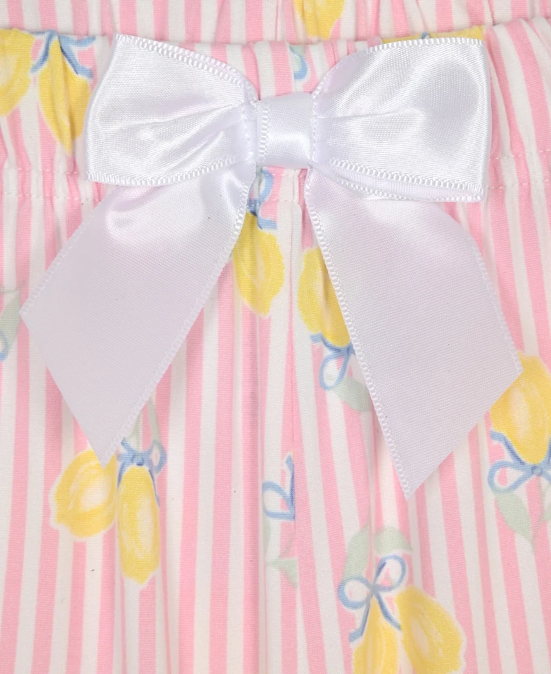 Max And Olivia Girls' 6-6X Pink Lemon Stripe Short