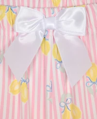 Max And Olivia Girls' 6-6X Pink Lemon Stripe Short