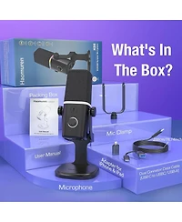Ipason Xlr/Usb Dynamic Mic w/ Rgb, Mute, Gain & Desk Stand All-in-One for Gaming, Podcast, YouTube & Streaming