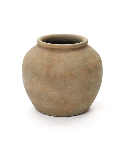 LuxenHome Terracotta 10" Round Vase with Earth Tones, Accent for Farmhouse or Boho Interiors