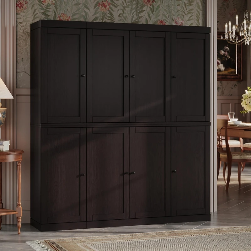 Palace Imports Premium 100% Solid European Oak Hardwood Modular Dining Room Cabinet with Shaker Doors – 64" Wide, 71.5" Tall