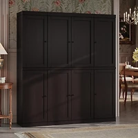 Palace Imports Premium 100% Solid European Oak Hardwood Modular Dining Room Cabinet with Shaker Doors – 64" Wide, 71.5" Tall