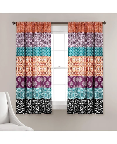 Lush Decor Bohemian Stripe Window Curtain Panels, Pair 52" W x 63" L