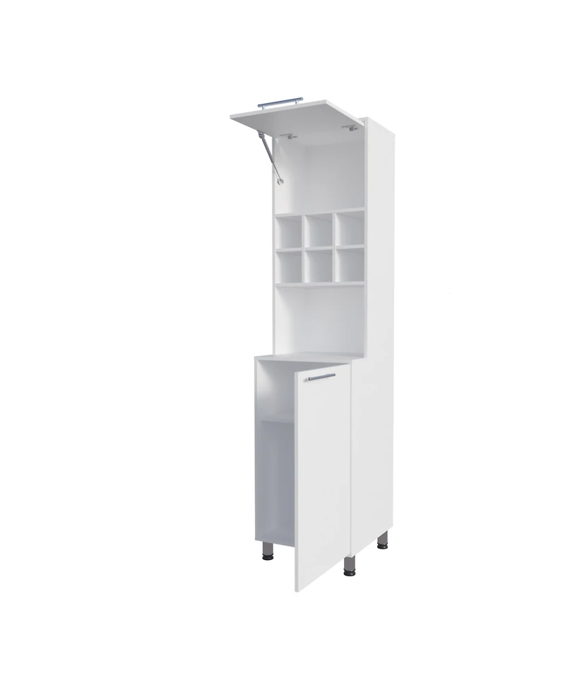 Fm Furniture Rock Kitchen Pantry with Pneumatic Door, Open Storage, and Bottom Cabinet