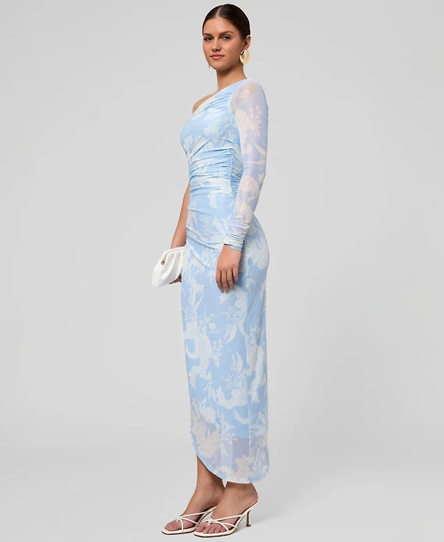 navy blue dress for baby girl Sisters. Angelina Asymmetric Draped One-Shoulder Maxi Dress main image 1