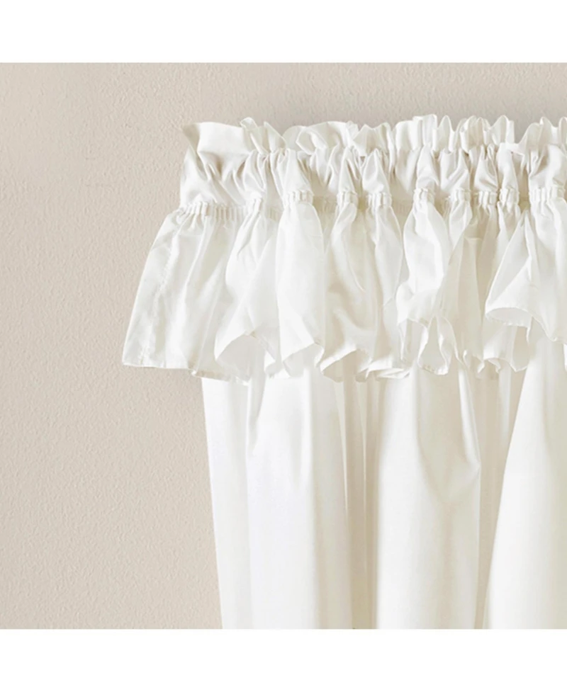 Ellis Curtain Classic Wide Solid Color Perma Press Ruffled Priscilla Curtain Panel With Ties 84" x 45" Natural