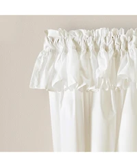 Ellis Curtain Classic Wide Solid Color Perma Press Ruffled Priscilla Curtain Panel With Ties 84" x 45" Natural