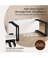 Gaomon Vanity Desk with Mirror & 3-Color Led Lights, Modern Design with Storage