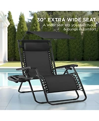 Best Choice Products 30" Extra Wide Folding Zero Gravity Patio Lounge Chair w/Adjustable Canopy Shade