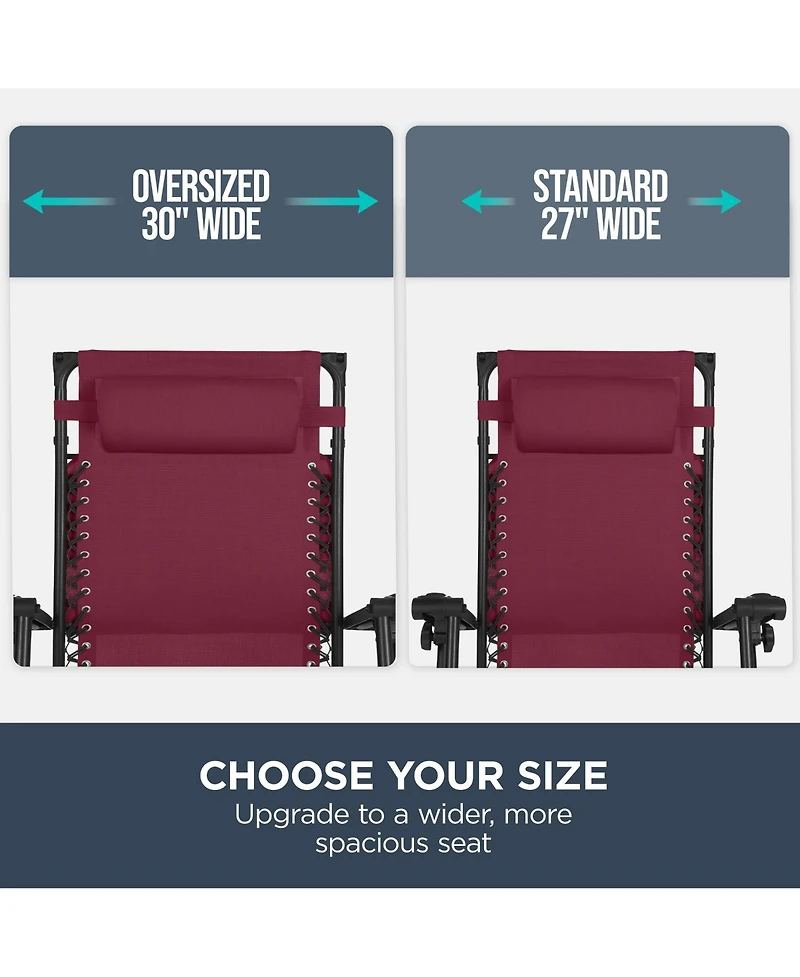 Best Choice Products 30" Extra Wide Folding Zero Gravity Patio Lounge Chair w/Adjustable Canopy Shade