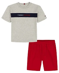 Tommy Hilfiger Boys' 2T-7 Crewneck T-Shirt and Shorts, 2-Piece Set